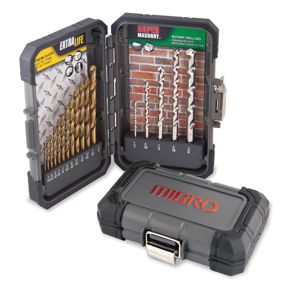 Drill Bit Set: Twist Drill Bits, 17 Pc, 0.0625