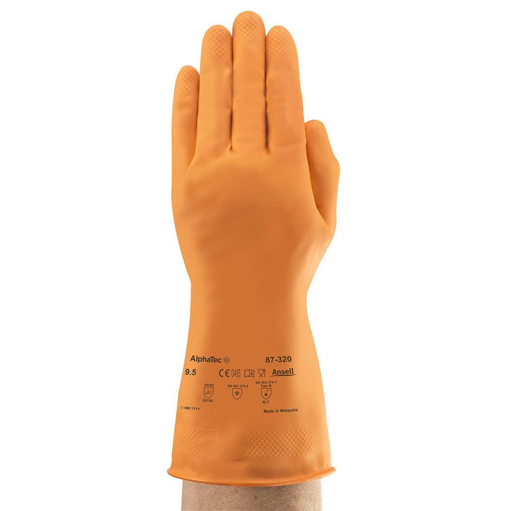 Series 87-320 Chemical Resistant Gloves: Size Small, 0.43 & 17.00 Thick, Latex, Latex, Unsupported, General Purpose Chemical-Resistant