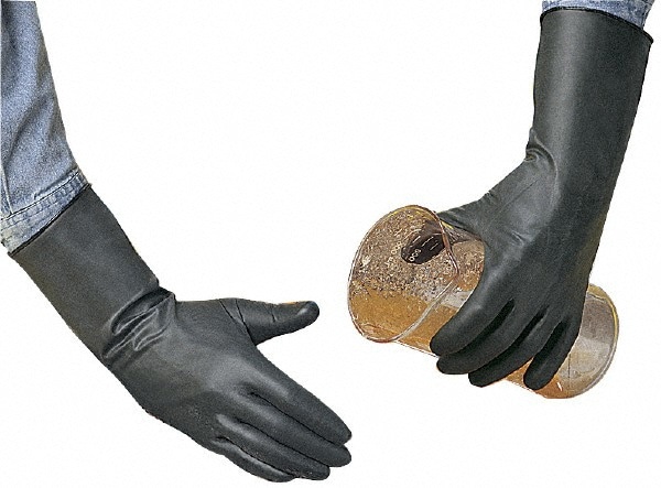 Chemical Resistant Gloves: Small, 14 mil Thick, Butyl, Unsupported