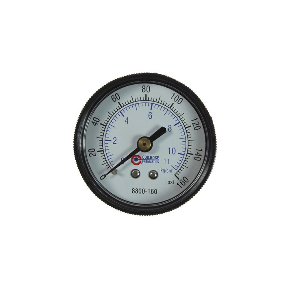 FRL Heavy-Duty Pressure Gage: Polycarbonate, 1/4