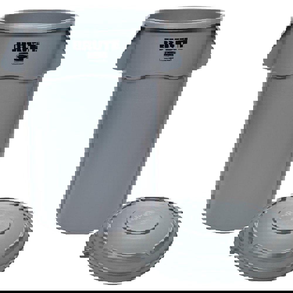 Trash Can: 44 gal, Round, Gray