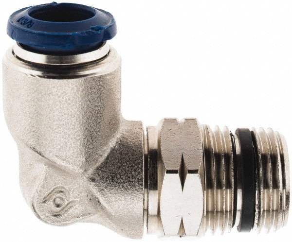 Push-To-Connect Tube to Male & Tube to Male NPTF Tube Fitting: Swivel Elbow, 3/8