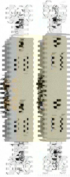Straight Blade Duplex Receptacle: NEMA 5-15R, 15 Amps, Self-Grounding