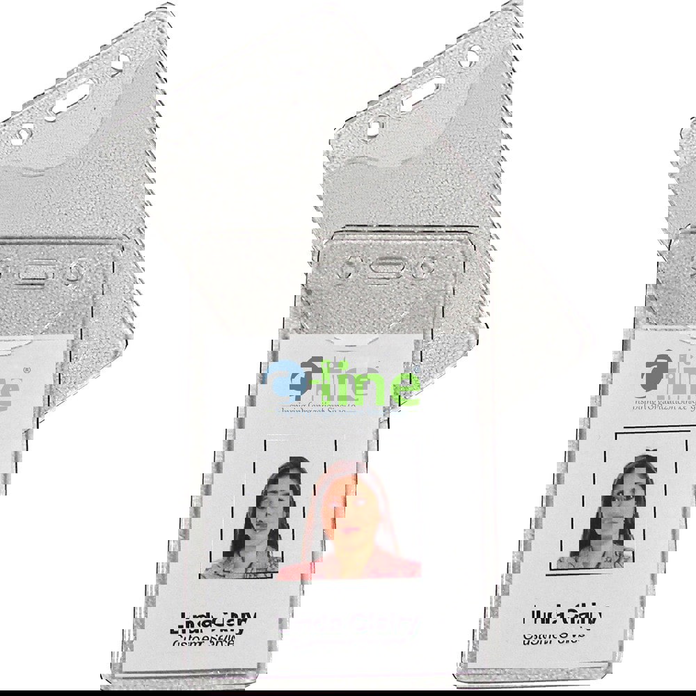 Badge Holders; Attachment Method: Clip-On; Cord Mounted; Hanging; Slide-In/Out ; Material: Vinyl ; Horizontal/Vertical Holder: Vertical ; Overall Height: 3.375in ; Overall Length: 2.375in ; Color: Clear