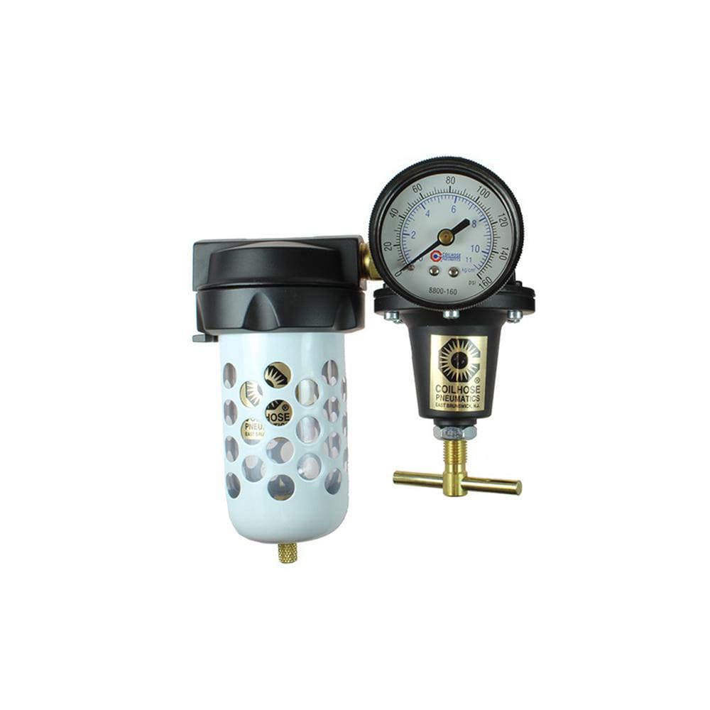 FRL Combination Unit: 1/4 NPT, Heavy-Duty, 2 Pc Filter-Regulator with Pressure Gauge