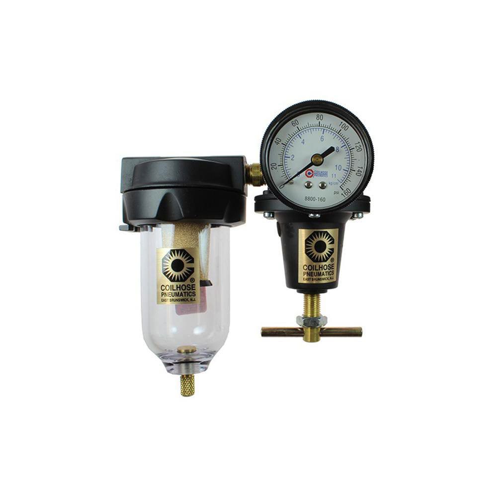 FRL Combination Unit: 1/2 NPT, Heavy-Duty, 2 Pc Filter-Regulator with Pressure Gauge