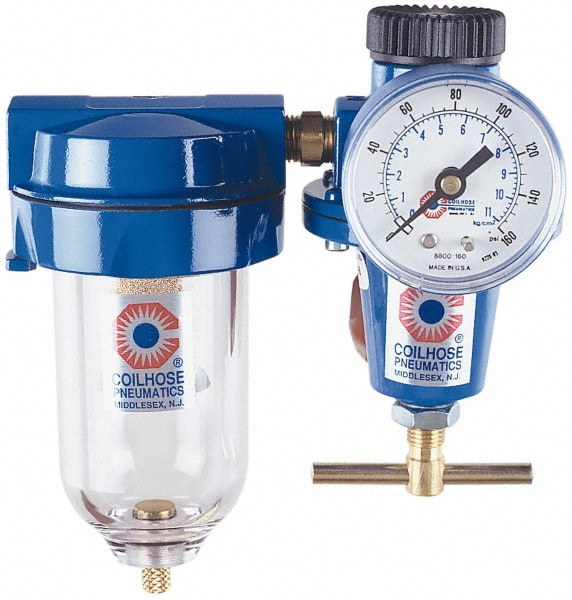 FRL Combination Unit: 1 NPT, Heavy-Duty, 2 Pc Filter-Regulator with Pressure Gauge