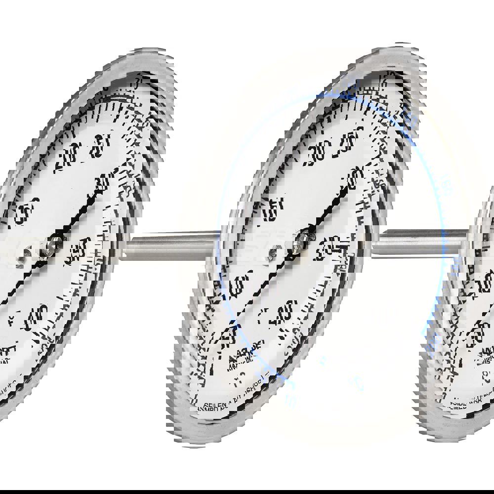 Bimetal Dial Thermometer: 50 to 400 &deg; F, 3