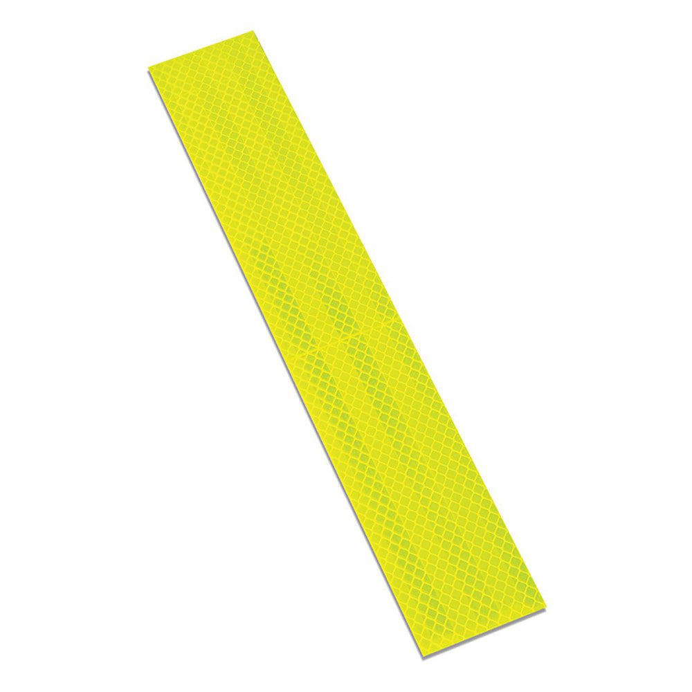 DOT Conspicuity Tape; Color: Fluorescent Yellow Green ; Tape Material: Reflective Sheeting ; Width (Inch): 2 ; Length (Feet): 1 ; Length (Inch): 12 ; UNSPSC Code: 41122703