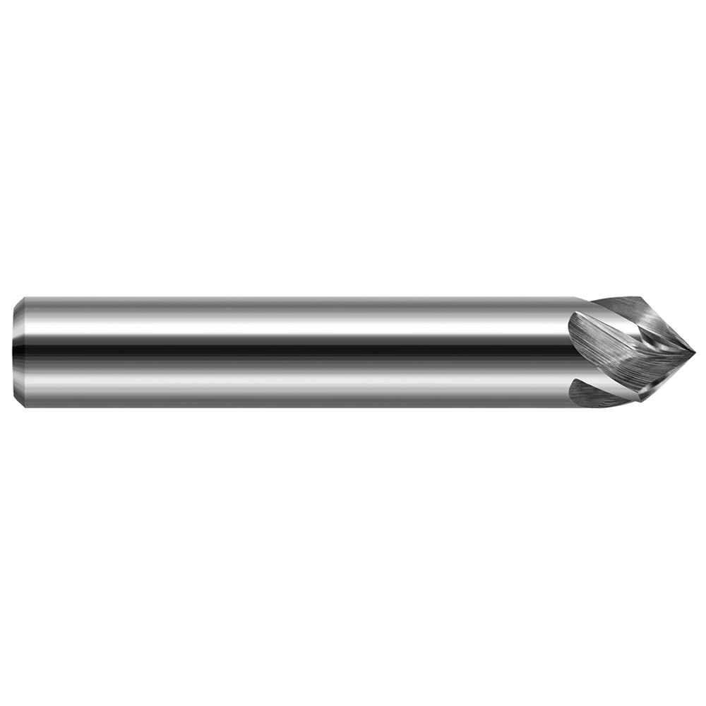 Chamfer Mills; Chamfer Mill Material: Solid Carbide ; Cutter Head Diameter (Fractional Inch): 1/8 ; Cutter Head Diameter (Decimal Inch): 0.1250 ; End Type: Single ; Shank Diameter (Decimal Inch): 0.1250 ; Shank Diameter (Inch): 1/8