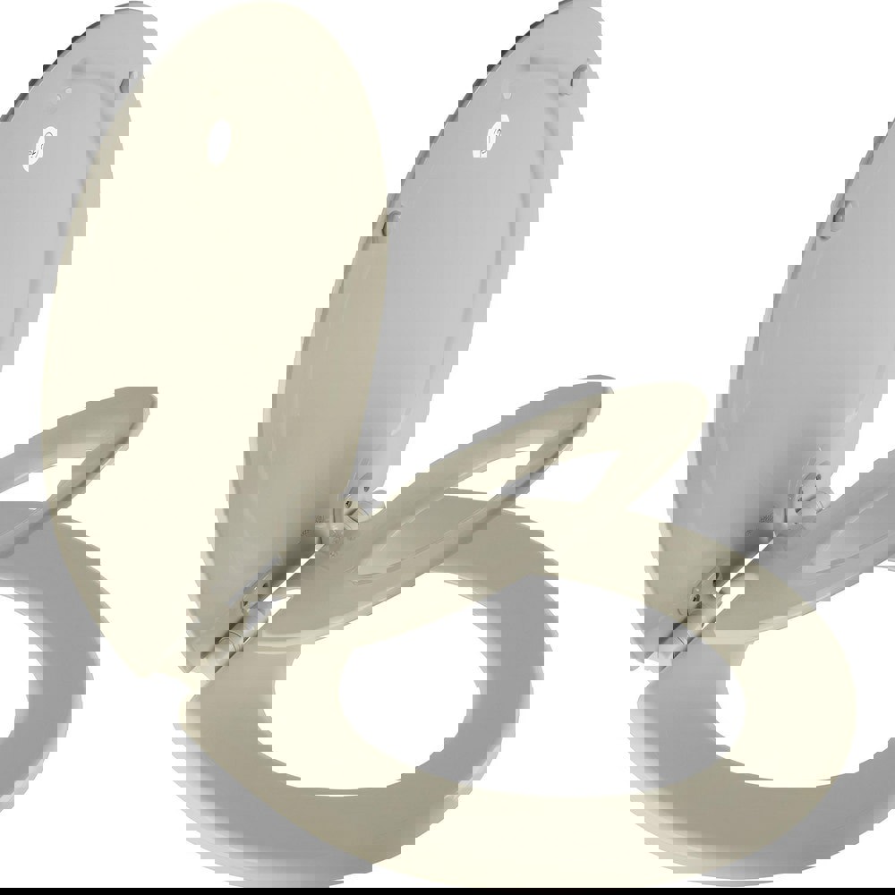 Toilet Seats; Type: Child; Closed ; Style: Round ; Material: Enameled Wood; Plastic ; Color: Bone ; Outside Width: 14.375in (Inch); Inside Width: 8.3130in (Inch)