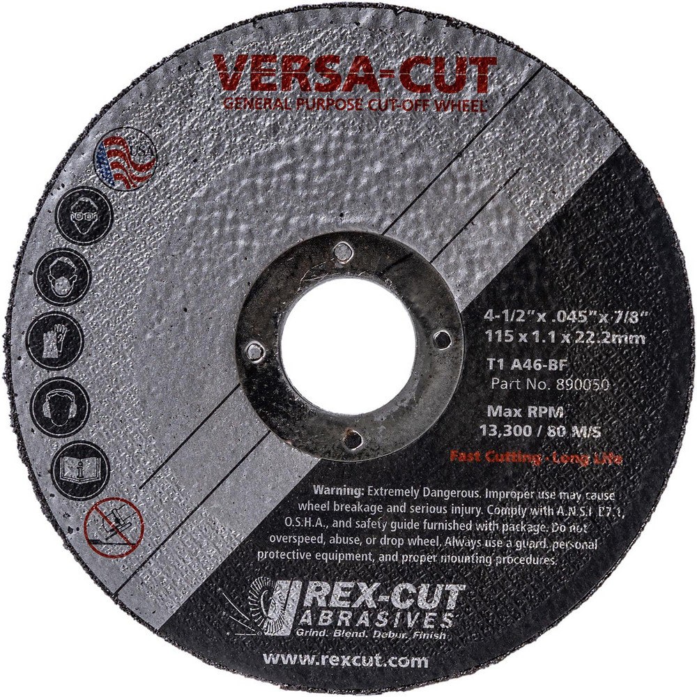 Cutoff Wheels; Wheel Diameter (Inch): 6 ; Wheel Thickness (Inch): 0.045 ; Hole Size (Inch): 7/8 ; Abrasive Material: Aluminum Oxide ; Reinforced: Reinforced ; Grit: 46