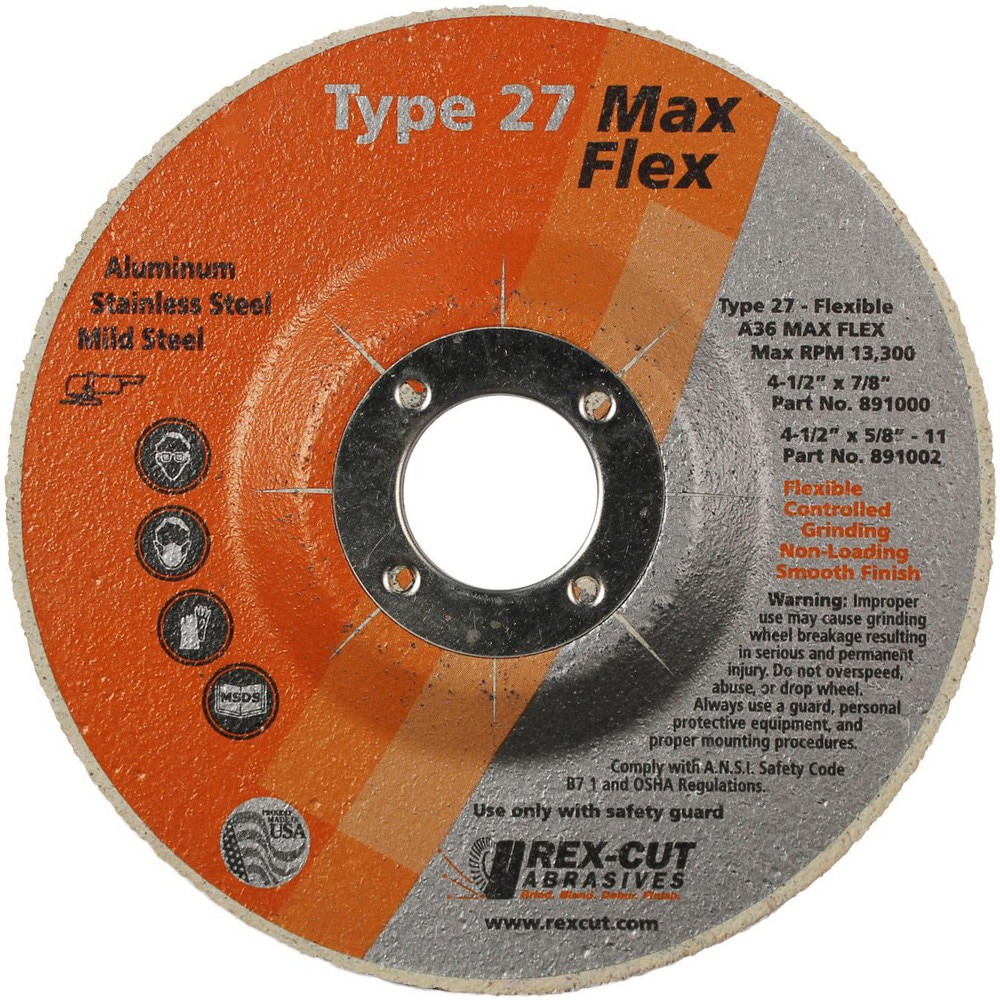 Deburring Wheels; Wheel Diameter (Inch): 4-1/2 ; Face Width (Inch): 3/16 ; Center Hole Size (Inch): 1/8 ; Abrasive Material: Aluminum Oxide ; Grade: Very Coarse ; Wheel Type: Type 27