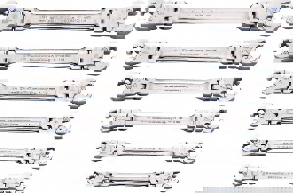 Flare Nut Wrench Set: 6 Pc, 10 x 12 mm 13 x 14 mm 15 x 17 mm 16 x 18 mm 19 x 21 mm & 9 x 11 mm Wrench, Metric
