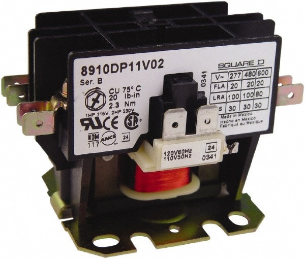 2 Pole, 20 Amp Inductive Load, Definite Purpose Contactor