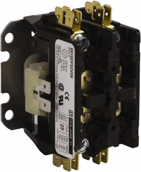 2 Pole, 40 Amp Inductive Load, 110 Coil VAC at 50 Hz and 120 Coil VAC at 60 Hz, Definite Purpose Contactor