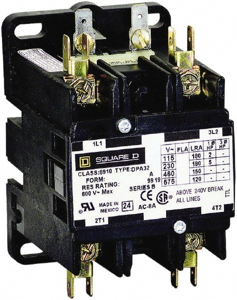 2 Pole, 30 Amp Inductive Load, 277 Coil VAC at 60 Hz, Definite Purpose Contactor