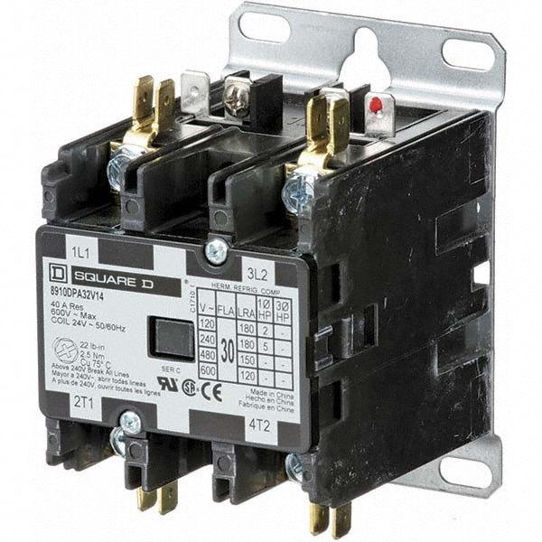2 Pole, 30 Amp Inductive Load, 24 Coil VAC at 50/60 Hz, Definite Purpose Contactor