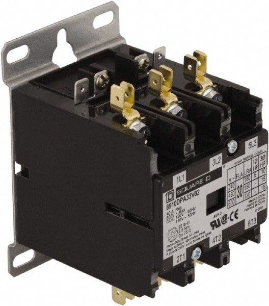 3 Pole, 30 Amp Inductive Load, 24 Coil VAC at 50/60 Hz, Definite Purpose Contactor