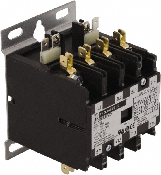 4 Pole, 30 Amp Inductive Load, 24 Coil VAC at 50/60 Hz, Definite Purpose Contactor