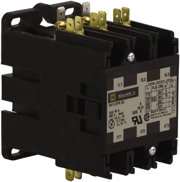 3 Pole, 50 Amp Inductive Load, 24 Coil VAC at 50/60 Hz, Definite Purpose Contactor