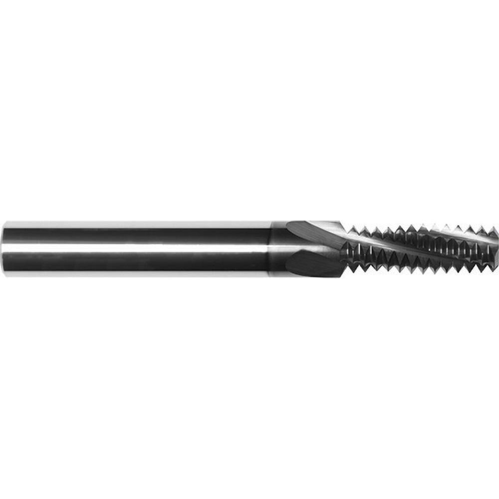 Helical Flute Thread Mills; Material: Solid Carbide ; Thread Size (Inch): 1-8 ; Thread Depth (Decimal Inch): 1.3750 ; Thread Type: Internal & External ; Shank Diameter (Decimal Inch): 0.7500 ; Shank Type: Cylindrical