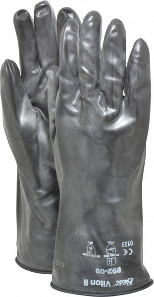 Chemical Resistant Gloves: Large, 12 mil Thick, Viton, Unsupported
