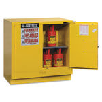 Flammable & Hazardous Storage Cabinets: 22 gal Drum, 2 Door, 1 Shelf, Self Closing, Yellow