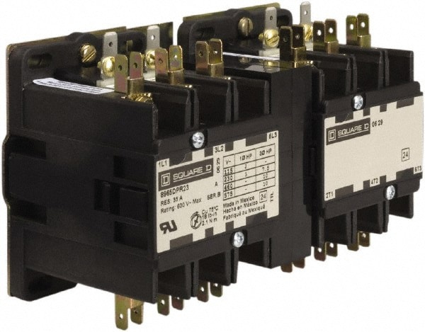 3 Pole, 30 Amp Inductive Load, 110 Coil VAC at 50 Hz and 120 Coil VAC at 60 Hz, Reversible Definite Purpose Contactor
