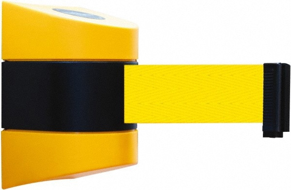 Pedestrian Barrier: Steel, Black & Yellow, Wall Mount, Use with Tensabarrier