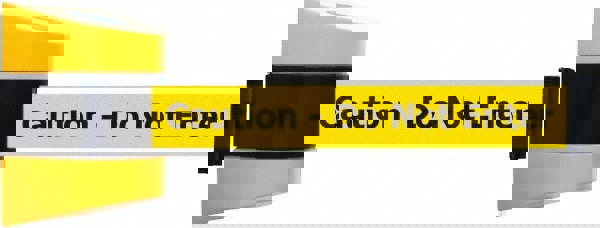 Pedestrian Barrier Barricade Tape Dispenser: Plastic, Yellow, Wall Mount, Use with Tensabarrier