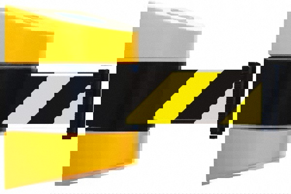 Pedestrian Barrier Tensabarrier: Plastic, Yellow, Wall Mount, Use with 898 Wall Receiver