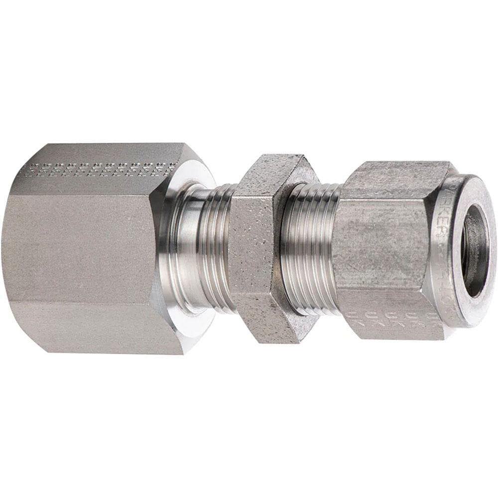 Compression Tube Bulkhead Female Connector: 1/2-14