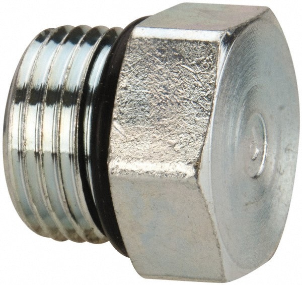 Industrial Pipe Hex Plug: 3/4-16 Male Thread, Male Straight Thread O-Ring