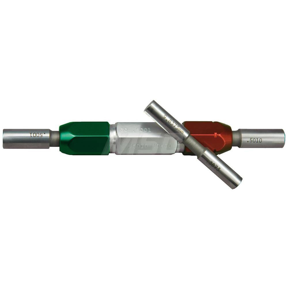 Plug Gage Handles; Minimum Measurement (Decimal Inch): .760 in; Maximum Measurement (Decimal Inch): 1.010 in; Single or Double End: Double End; Overall Length: 5.25 in; Application: Inspection; Standards: ANSI B47.8; Color: Red; Green; Length (Inch): 5.25