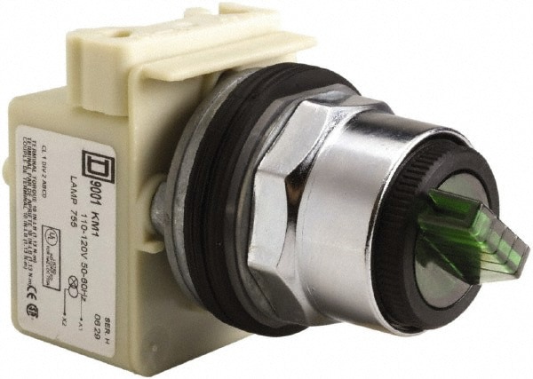 Selector Switch Only: 2 Positions, Maintained (MA), 600V, Green