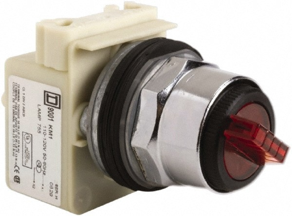 Selector Switch Only: 2 Positions, Maintained (MA), 600V, Red