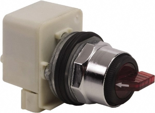 Selector Switch Only: 3 Positions, Maintained (MA), 600V, Red