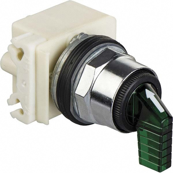 Selector Switch Only: 3 Positions, Momentary (MO), Green Handle