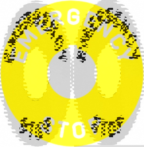 Round, Plastic Legend Plate - Emergency Stop