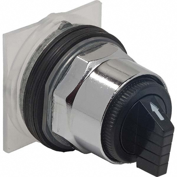 Selector Switch Only: 3 Positions, Maintained (MA), Black Knob