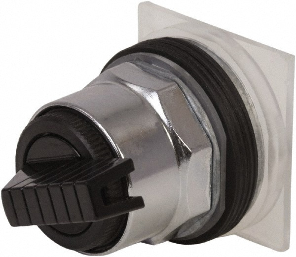 Selector Switch Only: 3 Positions, Maintained (MA), 600V, Black Knob & Push Button