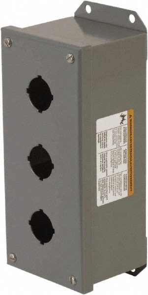 3 Hole, 30mm Hole Diameter, Steel Pushbutton Switch Enclosure