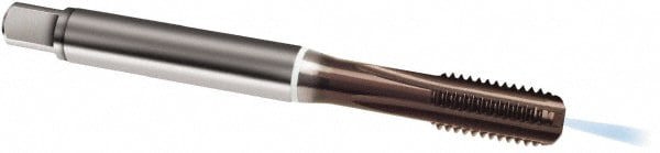 Straight Flute Tap: M8x1.25 Metric, 4 Flute, Modified Bottoming Chamfer, 6HX Class of Fit, Cobalt, TiAlN Finish