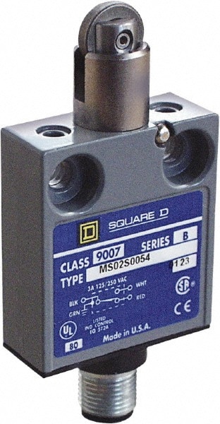 General Purpose Limit Switch: SPDT, NC, Parallel Roller Plunger, Top