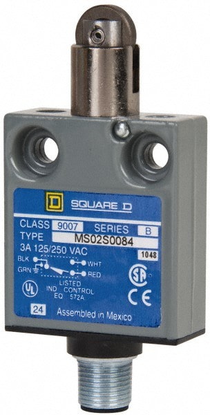 General Purpose Limit Switch: SPDT, NC, Parallel Roller Plunger, Top