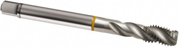 Spiral Flute Tap: 1/4-28, UNF, 3 Flute, Modified Bottoming, 2B Class of Fit, Cobalt, Bright/Uncoated