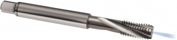 Spiral Flute Tap: M5 x 0.80, Metric, 3 Flute, Modified Bottoming, 6H Class of Fit, Solid Carbide, Bright/Uncoated