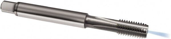 Straight Flute Tap: M8x1 Metric Fine, 4 Flute, Modified Bottoming Chamfer, 6H Class of Fit, Solid Carbide, Bright/Uncoated Finish