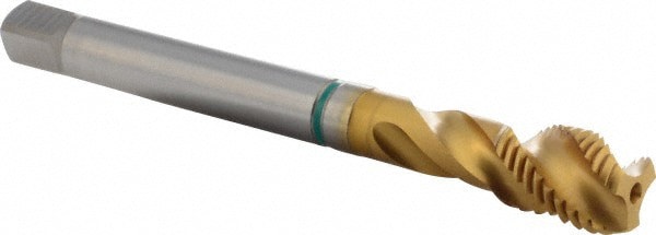 M10x1.50 Metric, 3 Flute, 40&deg; Helix, Modified Bottoming Chamfer, TiN Finish, Cobalt Spiral Flute STI Tap
